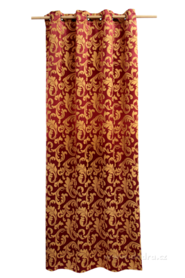 Jacquard ornament žakárově tkaný závěs bordó-zlatý  - zobrazit detaily