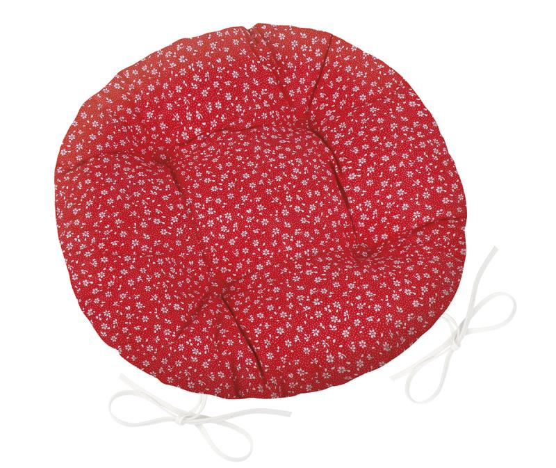 Sedák Adéla prošívaný kulatý průměr 40 cm červený kvítek