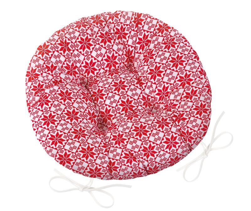 Sedák Adéla prošívaný kulatý průměr 40 cm kaleidoskop - červená, bílá