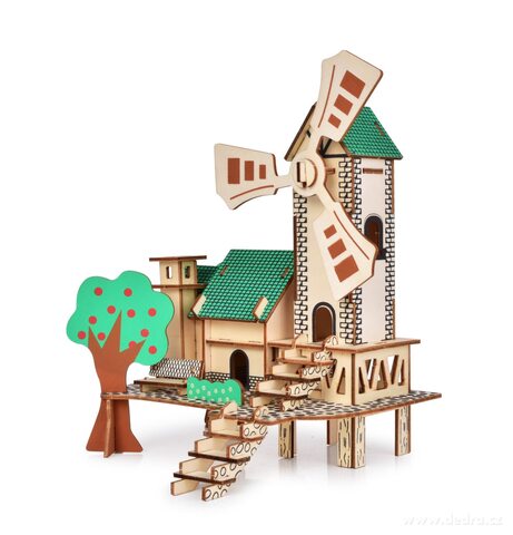 22 cm 3D skládací dřevěná stavebnice MLÝN   <br>249 Kč/1 ks