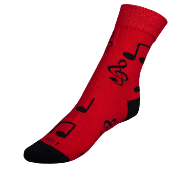 Ponožky Noty 35-38 červená, černá