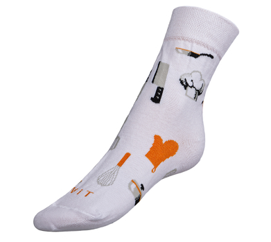 Ponožky Kuchař 39-42 bílá, šedá, oranžová
