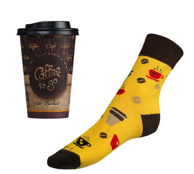 Ponožky Káva v dárkovém balení 43-46 hnědá,žlutá