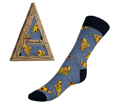 Ponožky Pizza dárkové balení 43-46 modrá,žlutá