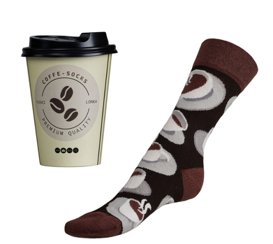 Ponožky Káva set v dárkovém balení 43-46 hnědá, béžová,bílá