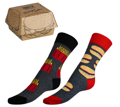 Ponožky Hamburger+hranolky 2 páry v dárkovém balení 43-46
