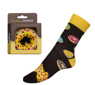 Ponožky Donut v dárkovém balení 39-42 černá, žlutá