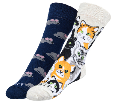 Ponožky dětské Kočka+myš 20-24 šedá, oranžová