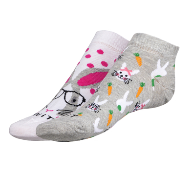 Ponožky nízké Králík/mrkev 39-42 bílá, růžová, šedá