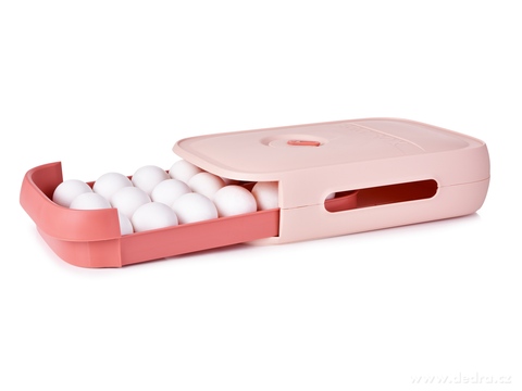 Samospádový box na vajíčka VEJCOPÁD, na 18 ks vajec růžový