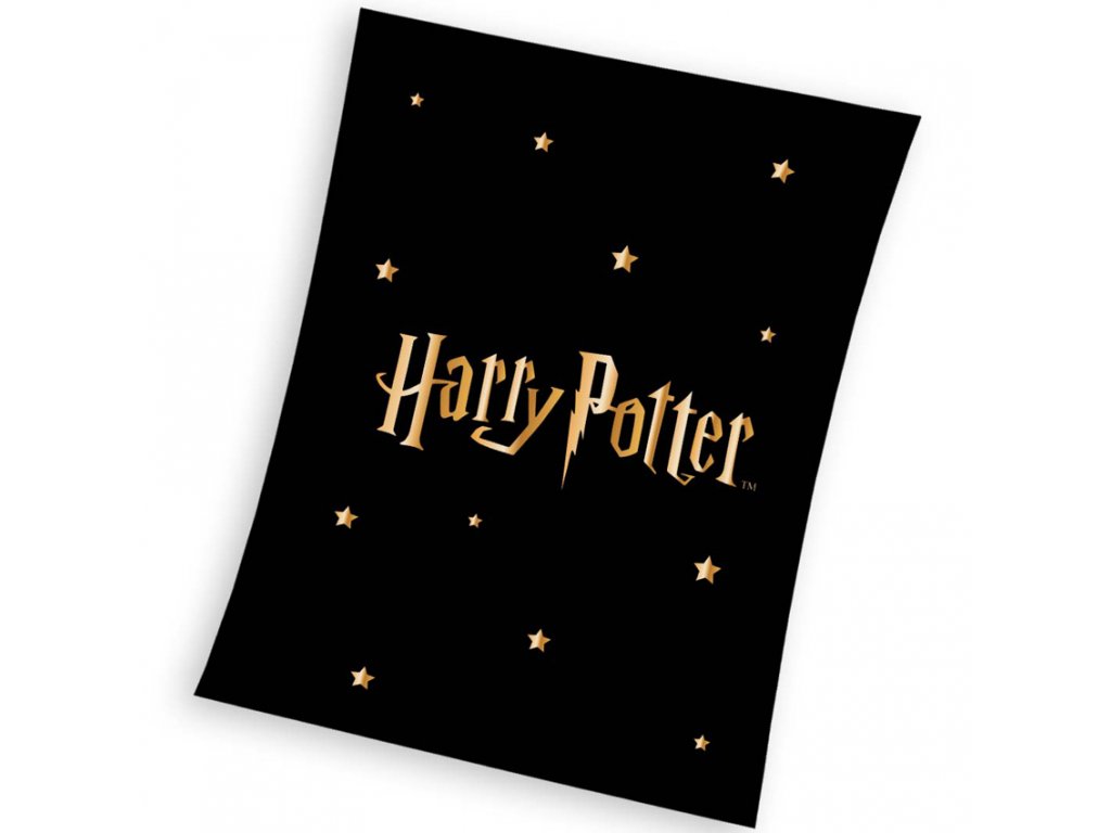 Dětská deka Harry Potter Gold Stars 130x170 cm černá