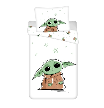 Fotografie Povlečení bavlna Star Wars Baby Yoda 70x90, 140x200 cm