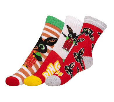 Ponožky dětské Bing - sada 3 páry 27-30 červená, zelená, žlutá
