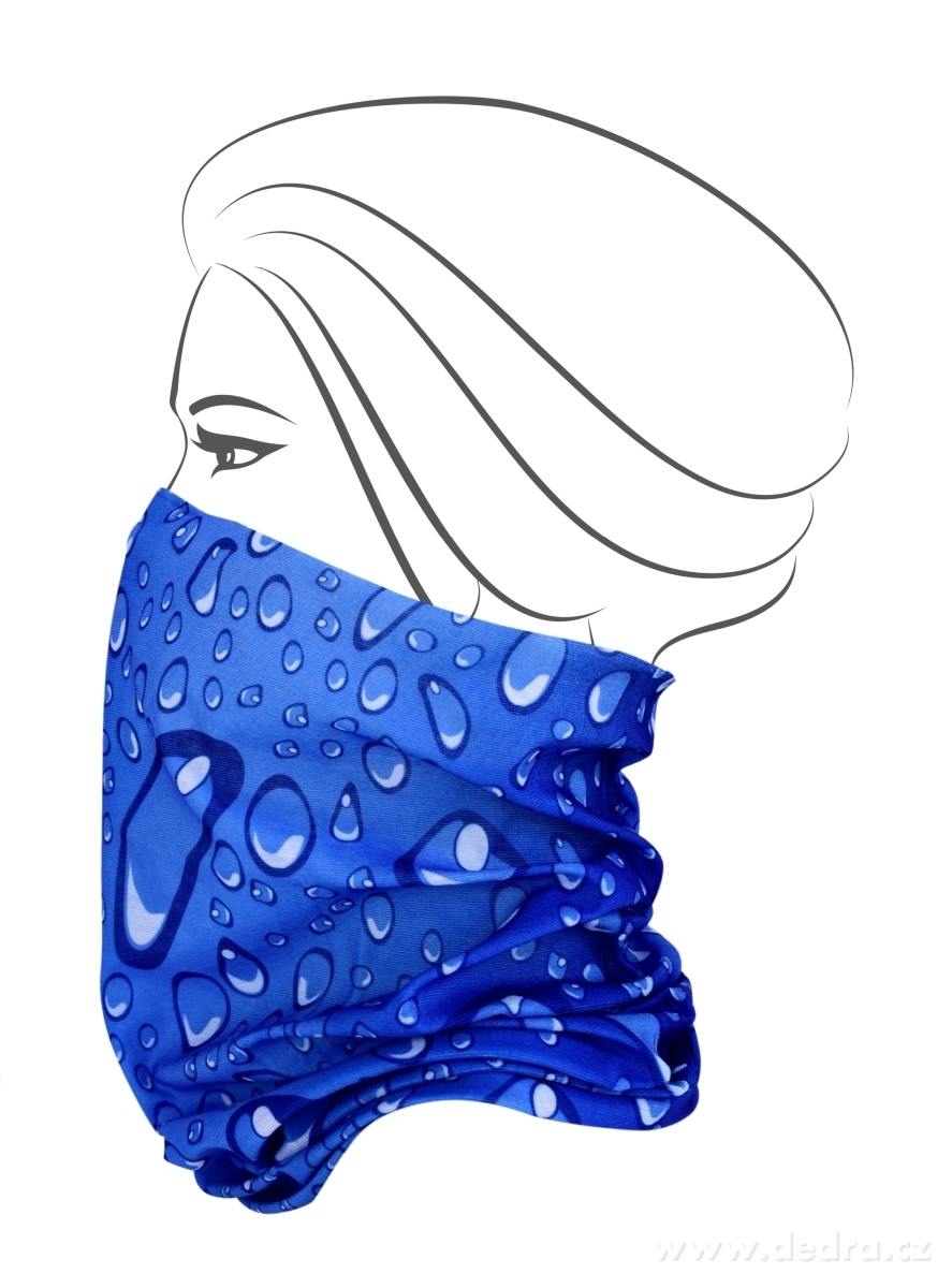 Multifunkční šátek průměr 45 - 70 cm, délka cca 50 cm modrý s bublinkami <br>69 Kč/1 ks